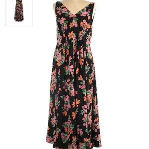 NWT Ann Taylor black pink flower long dress sz 16